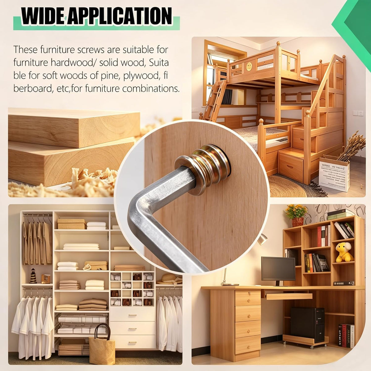 Twidec/80PCS 1/4"-20 Threaded Inserts for Wood Furniture Screw-in Nut Wood Inserts Bolt Assortment Kit with M6 Hex Wrench (1/4"-20 x15mm) N-059