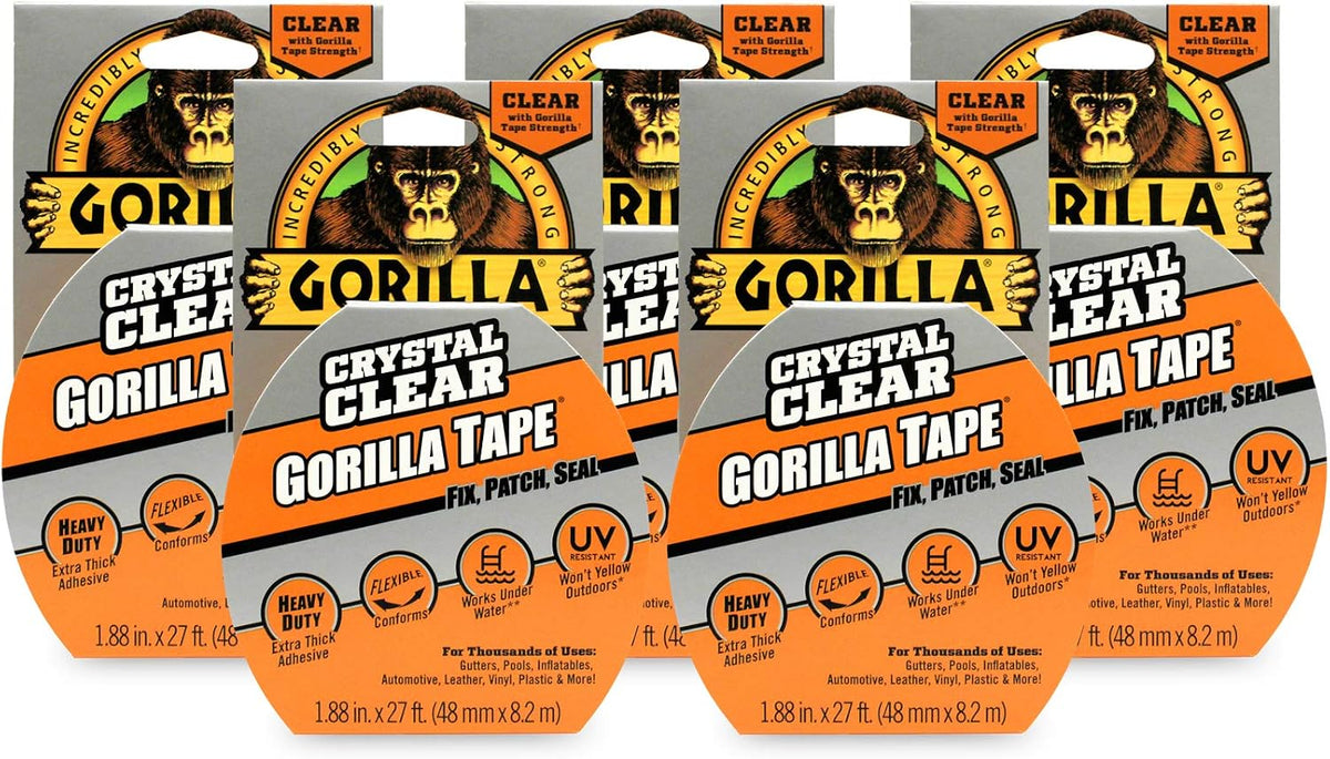 Crystal Clear Duct Tape, 1.88" x 9 yd, Clear, (Pack of 5)