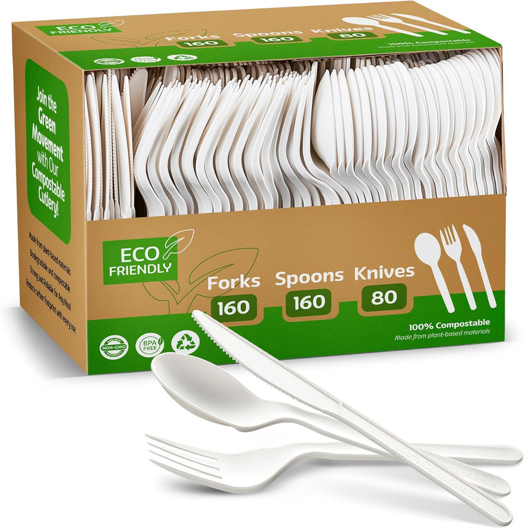 100% Compostable PLA Combo Cutlery Set 400 Pcs