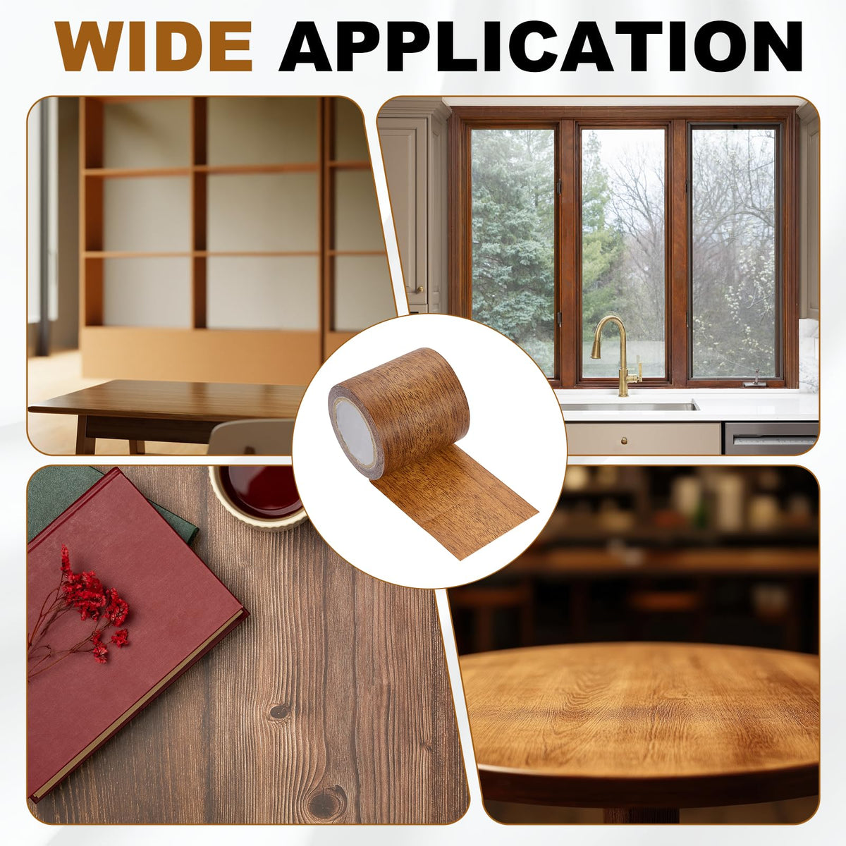 Wood Grain Repair Tape, 2.2" x 15ft Self Adhesive Mahogany
