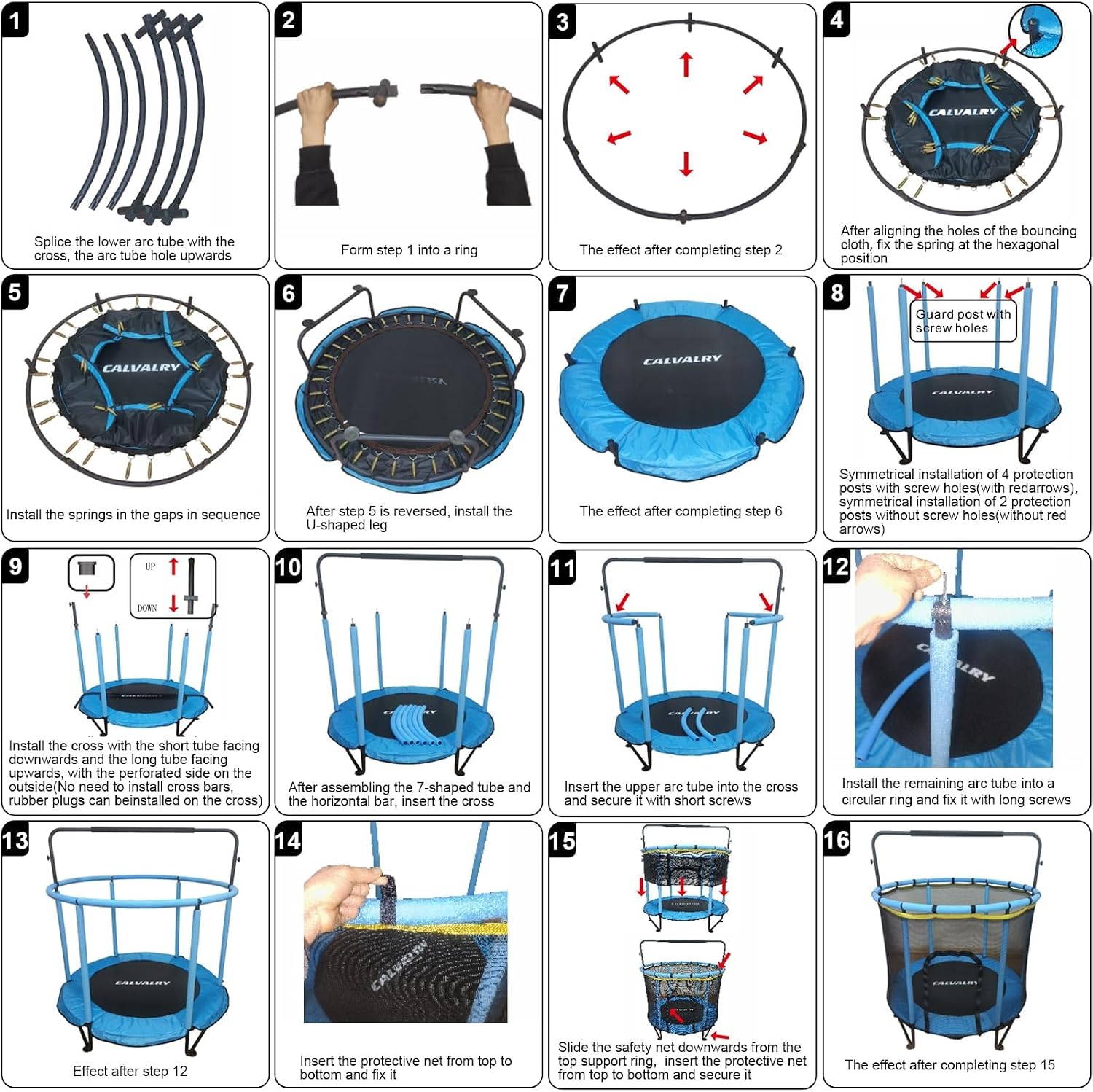Trampoline for Kids, Upgrade Full Anti-Rust 440lbs Indoor Outdoor Toddler Trampoline with Net, 55" Adjustable Baby