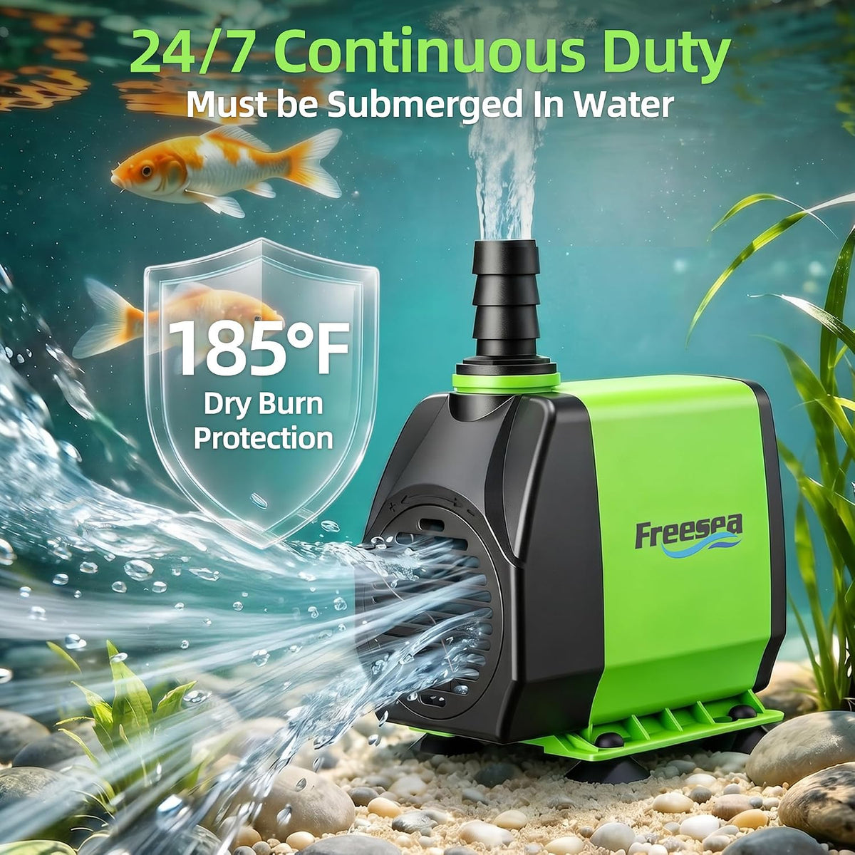 800GPH Small Pond Pump: Circulate 500-1200 Gallon Pond in 1-2 Hours