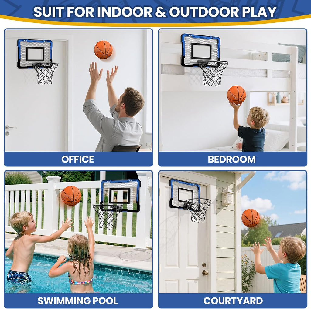 Mini Basketball Hoop | Over The Door Indoor, with 3 Balls/Inflator/Breakaway Rim, Basketball Toy Gifts for Kids and