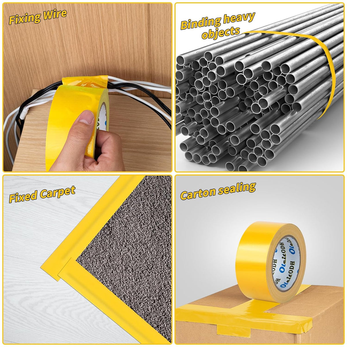 Yellow Duct Tape Bulk, 2 Inches x 60 Yards, 12 Pack