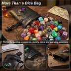 Dragon Dice Bag, PU Leather Pouch with 3D Glass Dragon Eye