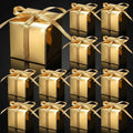 200 Pcs Small Gift Boxes 3x3x3 Inches Gold with Ribbons Kraft