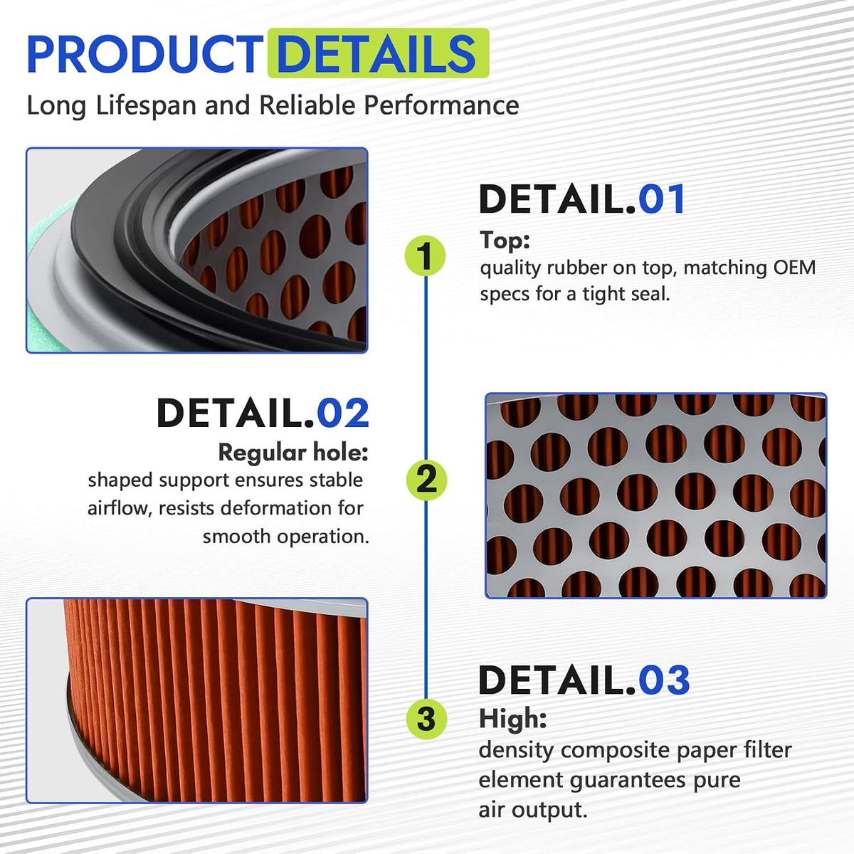 LOCOPOW 11013-2213 M144815 Air Filter Fits Kawasaki FD750D FD711D Fits John Deere X475 X485 X575 X585 X700 X720 X724 X728 X729 11013-2186 11013-2195 M144816 M152049