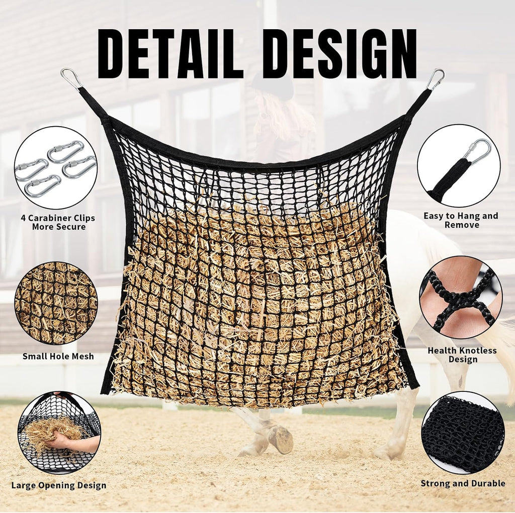 Slow Feed Hay Nets for Horses, Large Capacity Hay Bags, 2 Pack