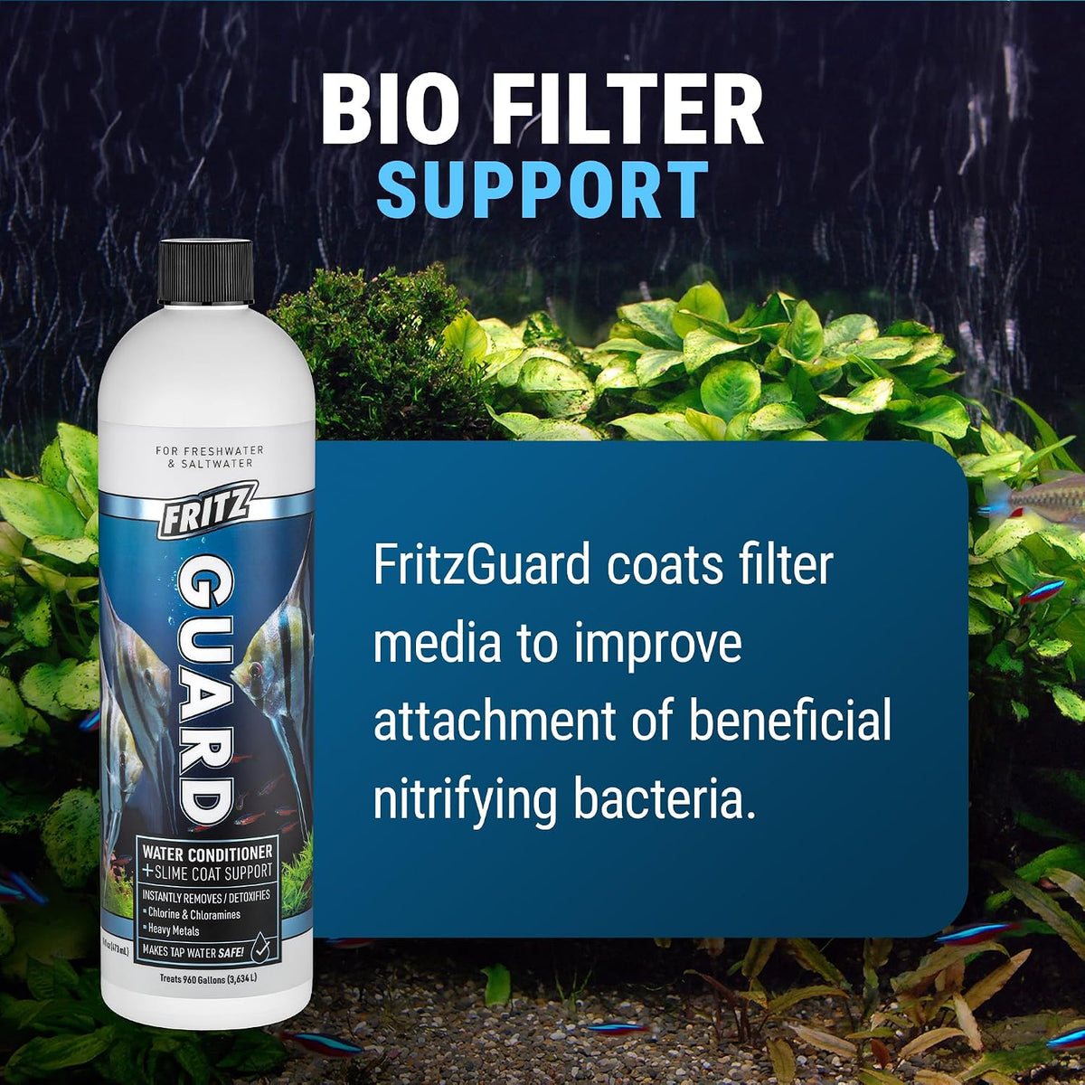 FritzGuard Water Conditioner/Dechlorinator Makes Tap Water Safe for Fresh & Salt Water Aquariums (16-Ounce)