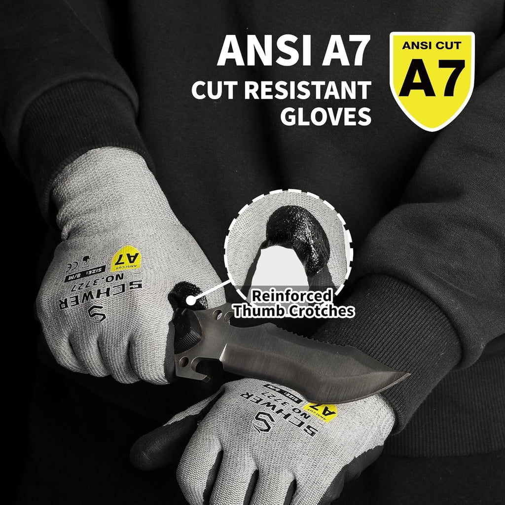 High Level Cut Resistant Work Gloves for High Risk Work, ANSI A7 Cutting Gloves with Reinforced Thumb, Used for
