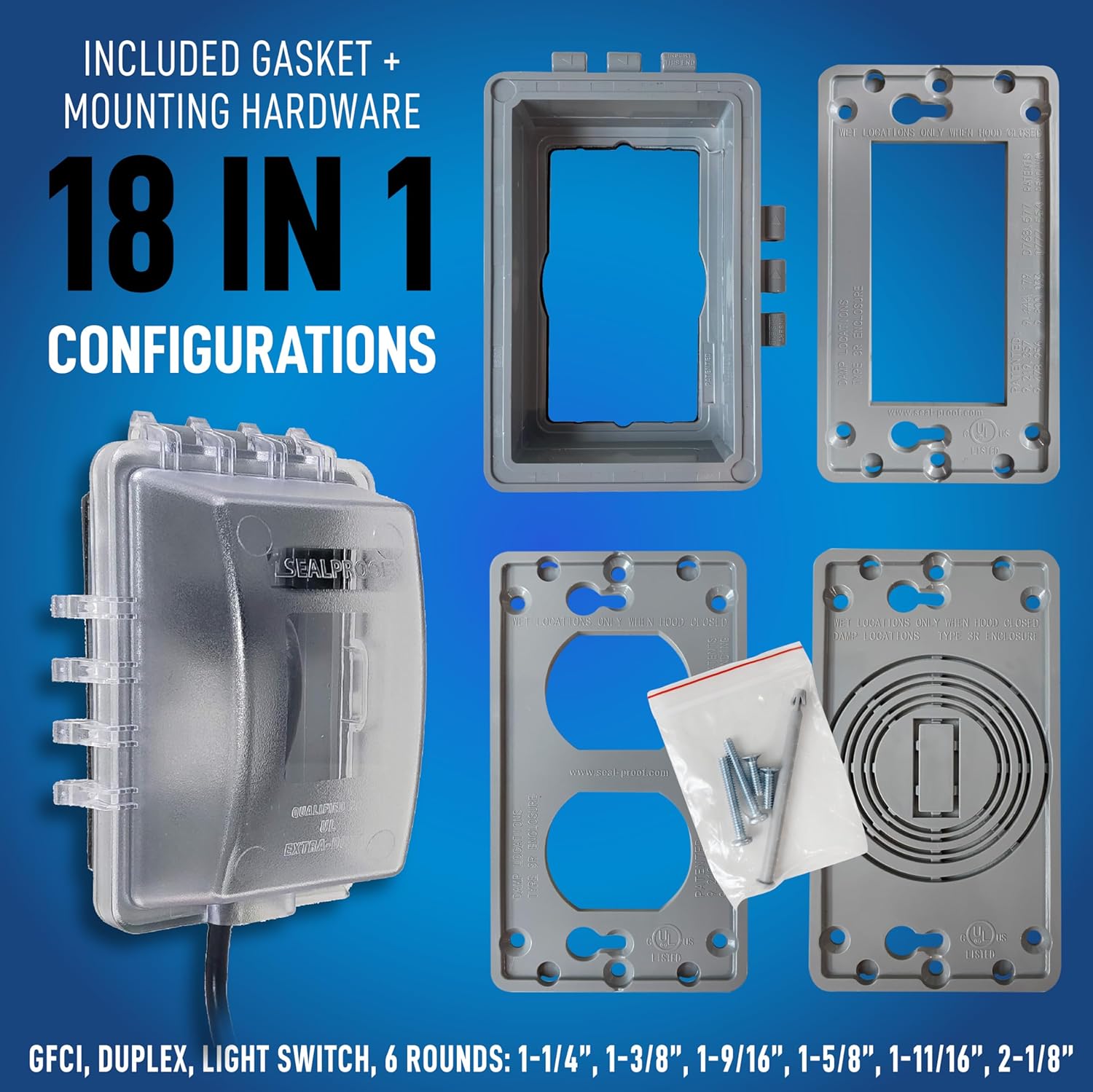 1-Gang Weatherproof In Use Outlet Cover | Horizontal/Vertical Outdoor Plug and Receptacle Protector, Lockable Bubble