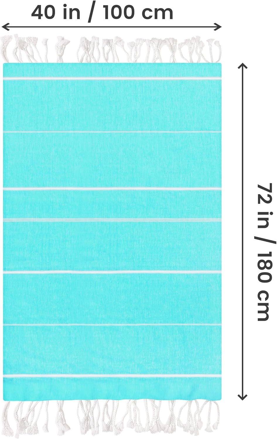 Pack of 2 Turkish Beach Towel, 40 by 72 Inches, Oversized 100% Cotton, Sand Free Lightweight Absorbent Quick-Dry