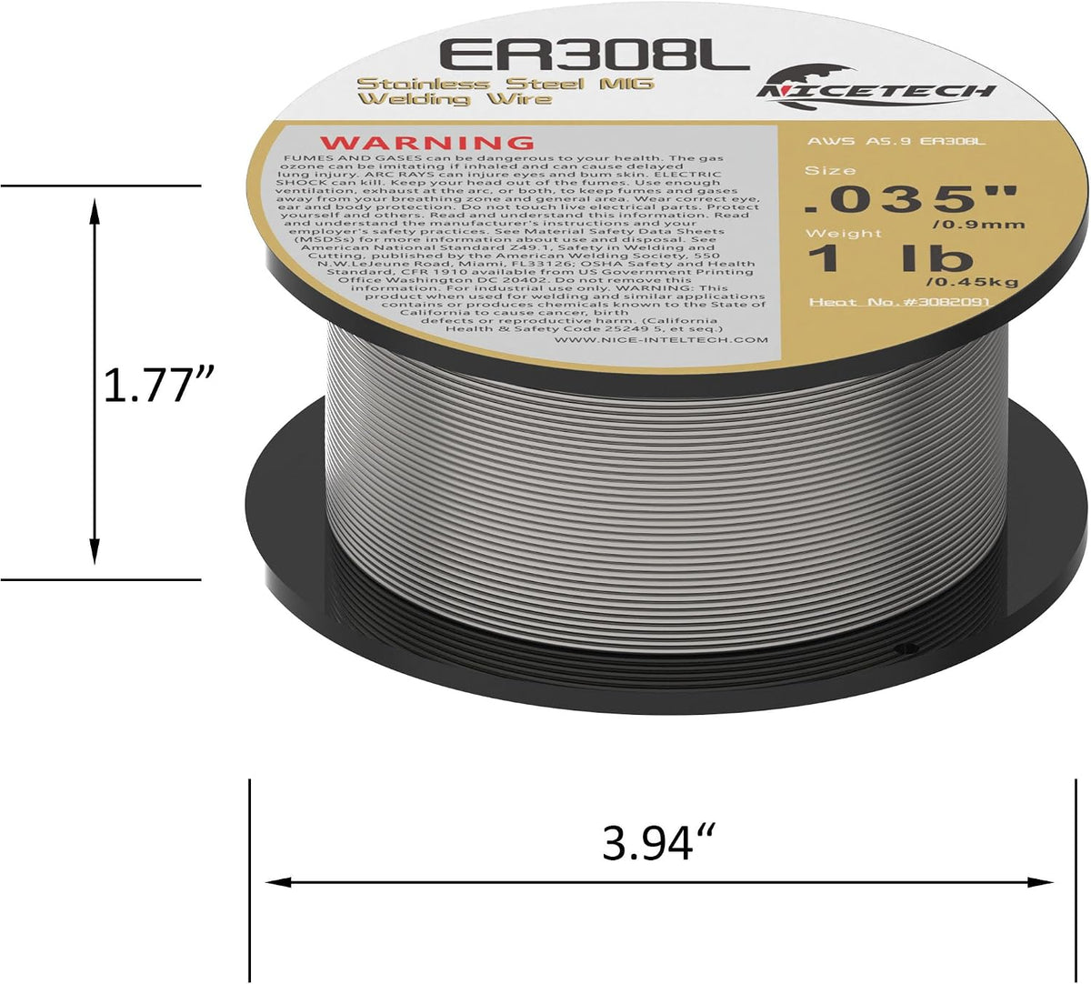 ER308L Stainless Steel MIG Welding Wire .035" Diameter 1 Pound Spool