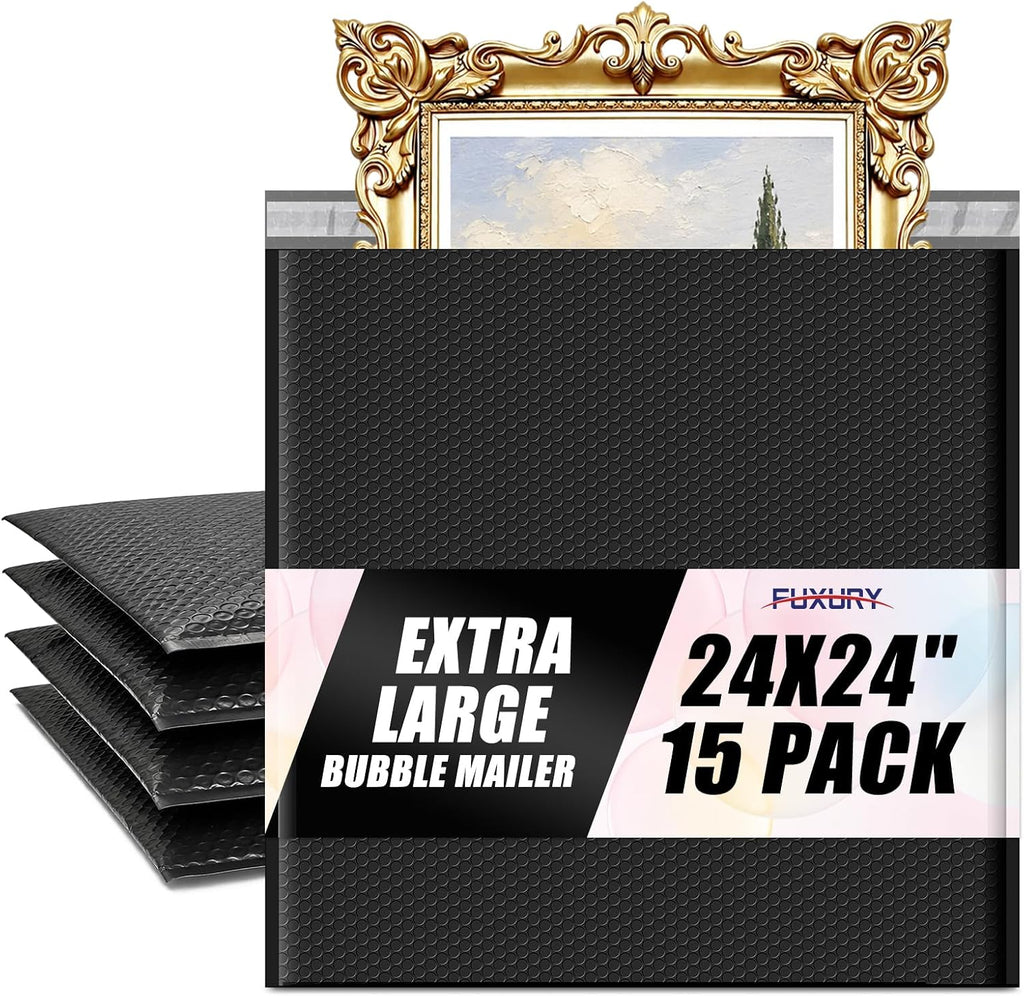 Bubble Mailers 24x24" 15 Pack Black Extra Large Padded Envelopes