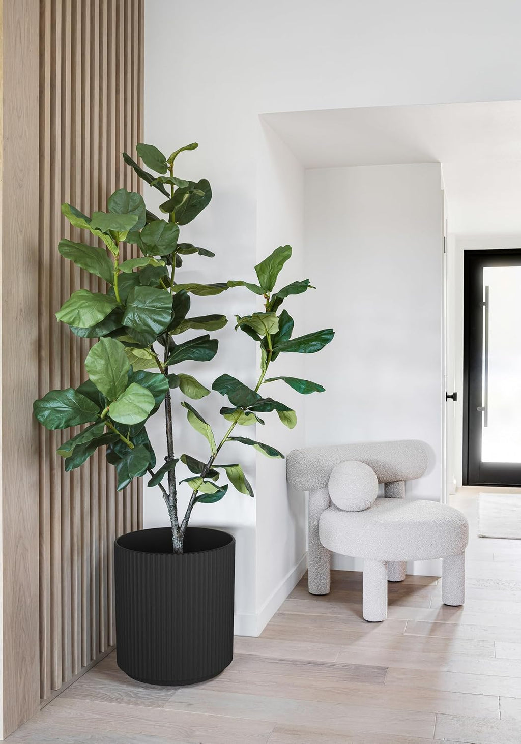 Round Demi Planter Pots for Indoor/Outdoor Garden Use, Made from Plastic-Concrete Mix with Drainage Holes, Perfect