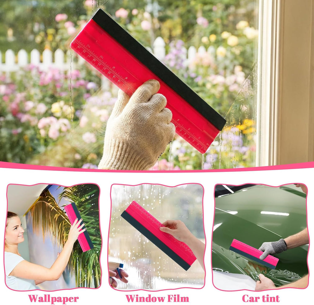 Wallpaper Smoothing Tool, Professional Vinyl Squeegee with Ruler Felt Squeegee for Vinyl Decals Sticker Paper