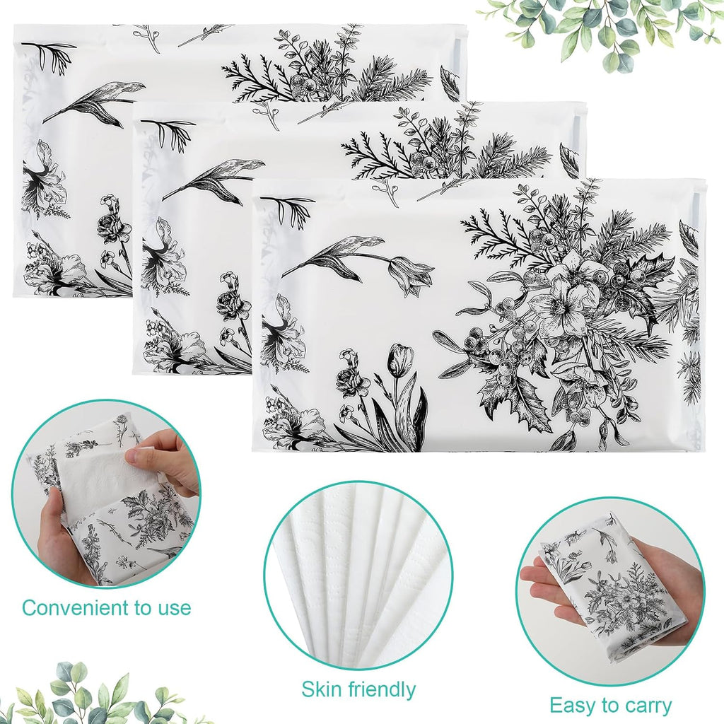 100 Pack Pocket Tissues 3 Ply Mini Individual Wrapped, Floral