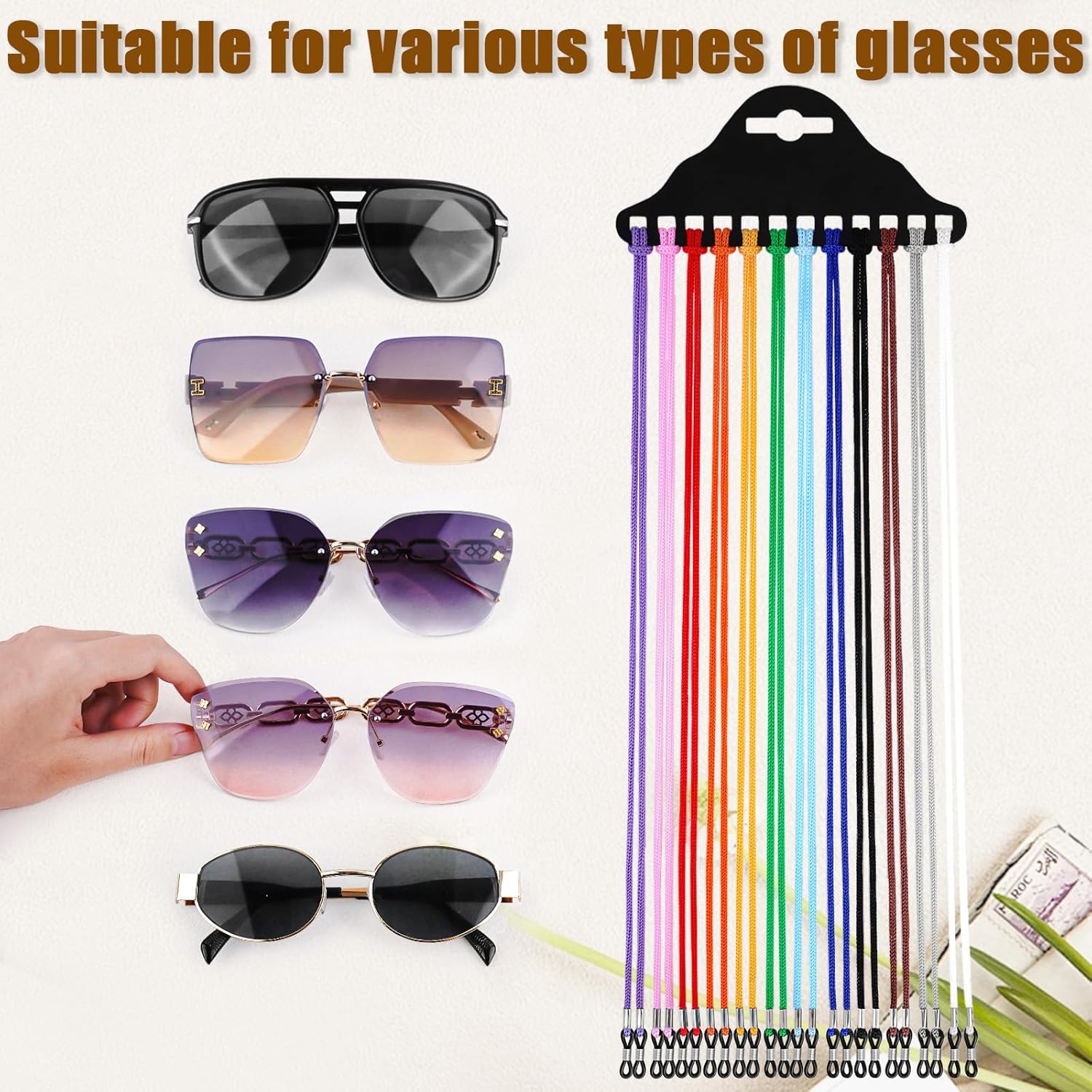12 Pcs Nylon Glasses Strap Holders around Neck for Women, Men, Kids | Multi Color, Braided Cord, Retainer Lanyard