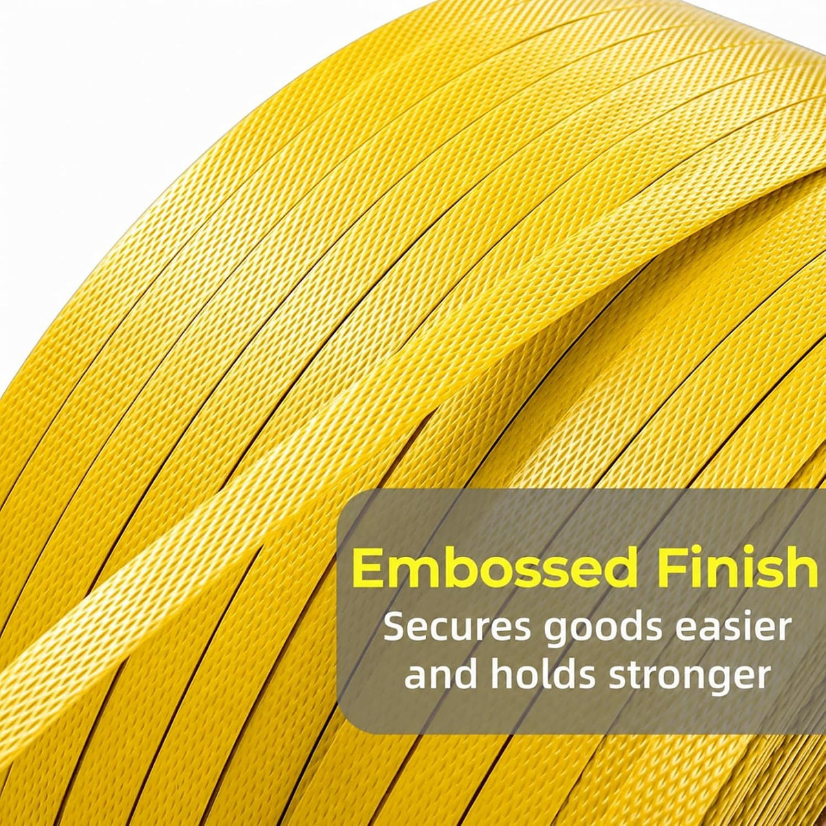 1/2" x 2297ft Poly Strapping Roll, 300 lbs Break Strength Plastic Pallet Strapping Coil, Yellow Banding Strap for Box