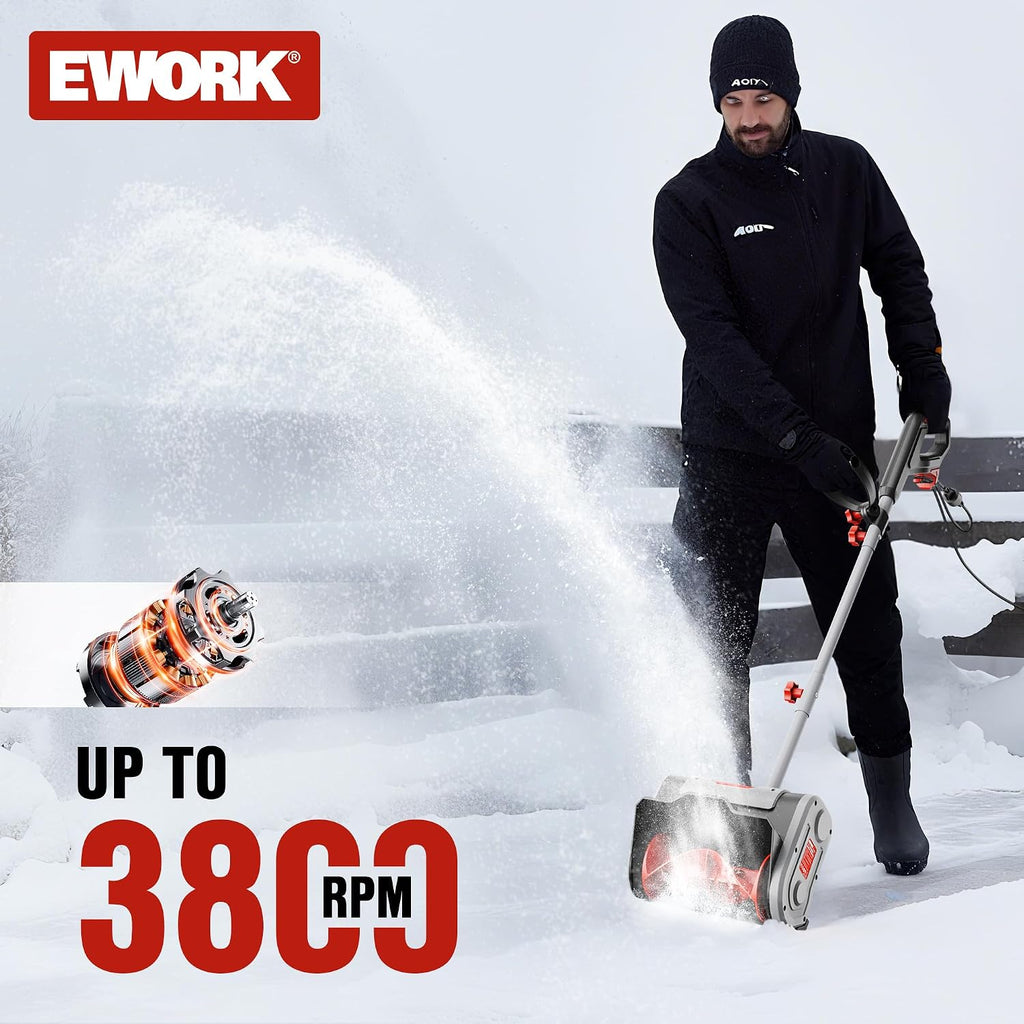 Corded Snow Shovel 11-Inch 1200W 10A Powerful Electric Snow Shovels, 6-Inch Clearing Depth, 23-Foot Max Throw