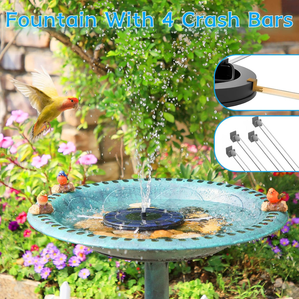 Solar Fountain, Upgraded Solar Bird Bath Fountains with 6 Nozzles