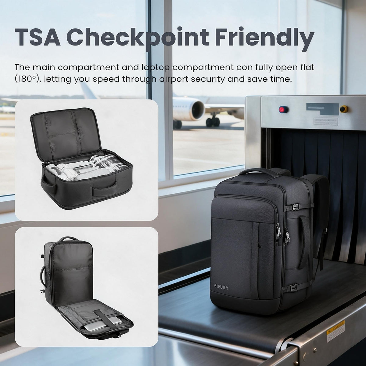 Carry On Backpack TSA Flight Approved, 50L Big Travel Backpack for Men