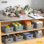 8 Pack Plastic Storage Baskets,Gray Stackable Storage Bins