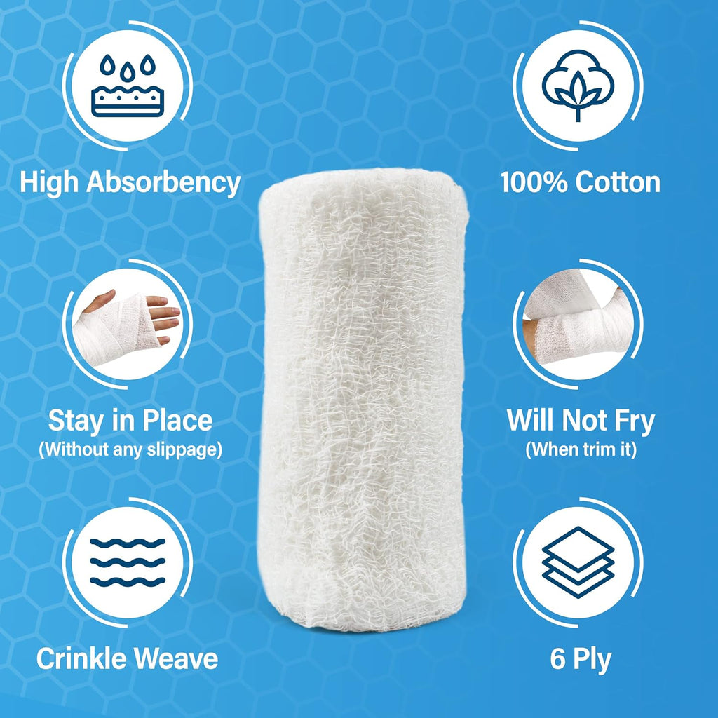 Gauze Rolls-kerlix Cotton Gauze Bandage Rolls -6 ply-STERILE - 4 Inches X 12 feet -Extra Absorbency - Medical Gauze