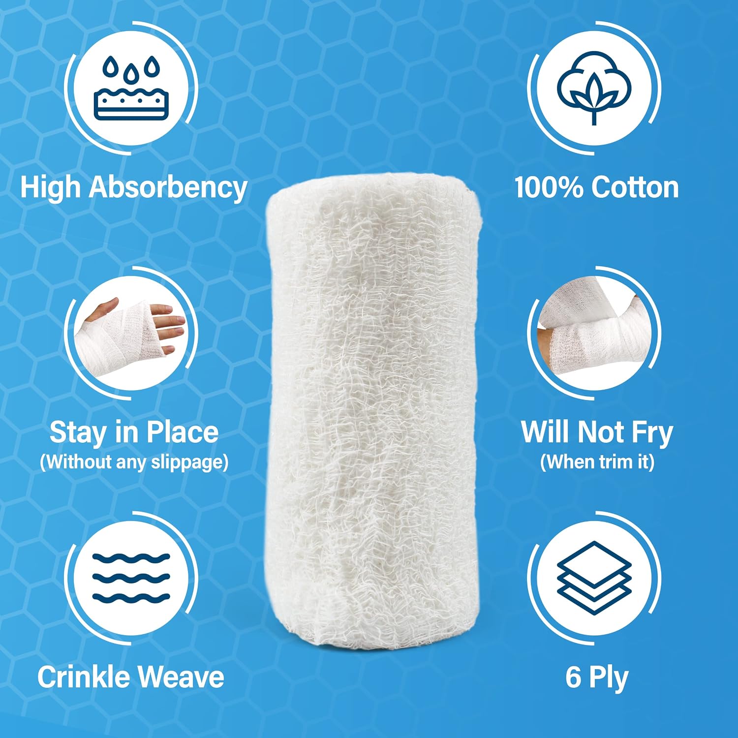 Gauze Rolls-kerlix Cotton Gauze Bandage Rolls -6 ply-STERILE - 4 Inches X 12 feet -Extra Absorbency - Medical Gauze