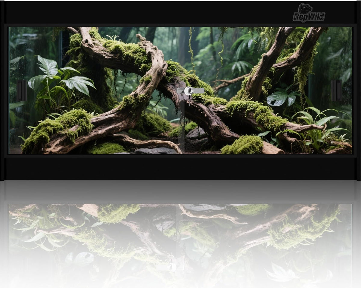 20 Gallon PVC Reptile Enclosure, RepWild 24"x18"x12" Terrarium/Tank with Heavy-Duty Screen Top, Glass Sliding Doors &