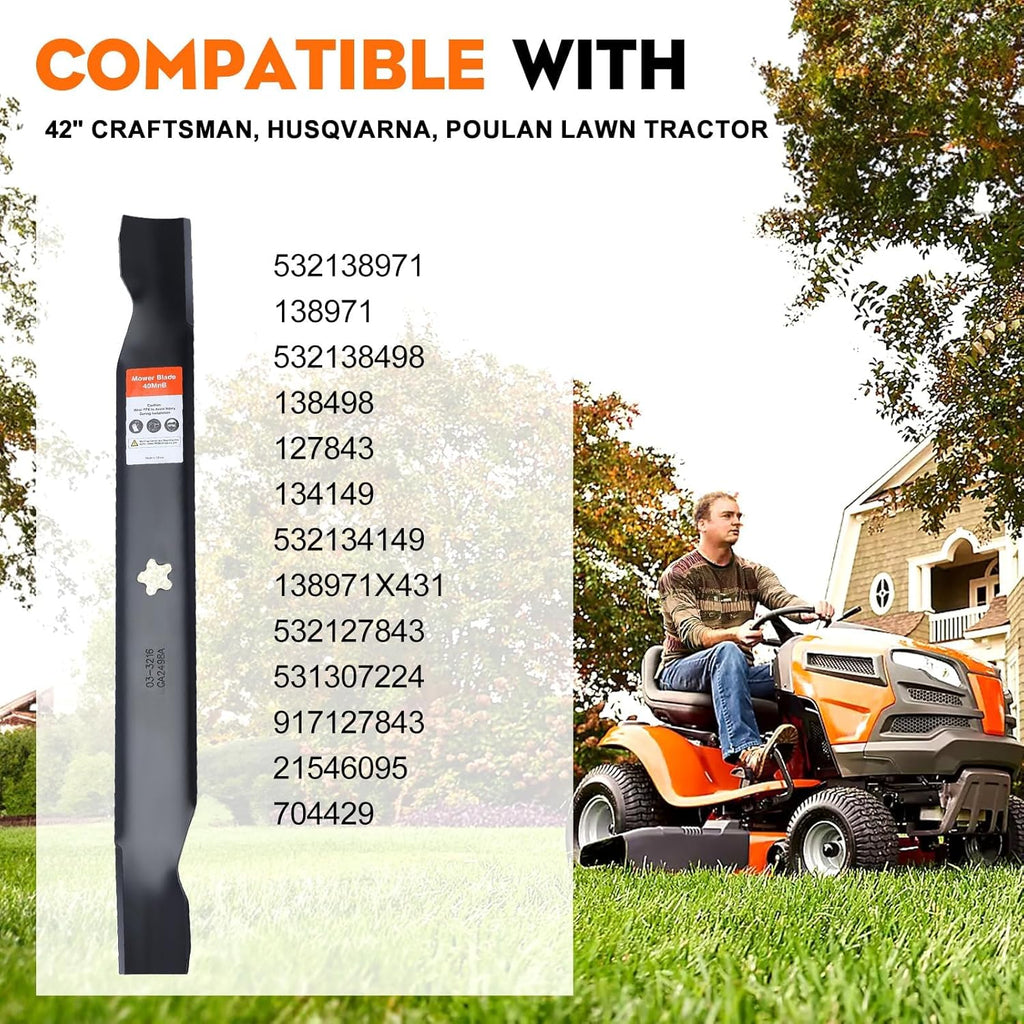 532138971 42 inch Mower Blades for Craftsman Husqvarna 42'' Mower | Replace 138971 422719,LT1000 LT2000 42 inch