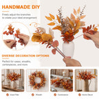 260 Pcs Fall Mixed Greenery Artificial Eucalyptus Stems, Orange