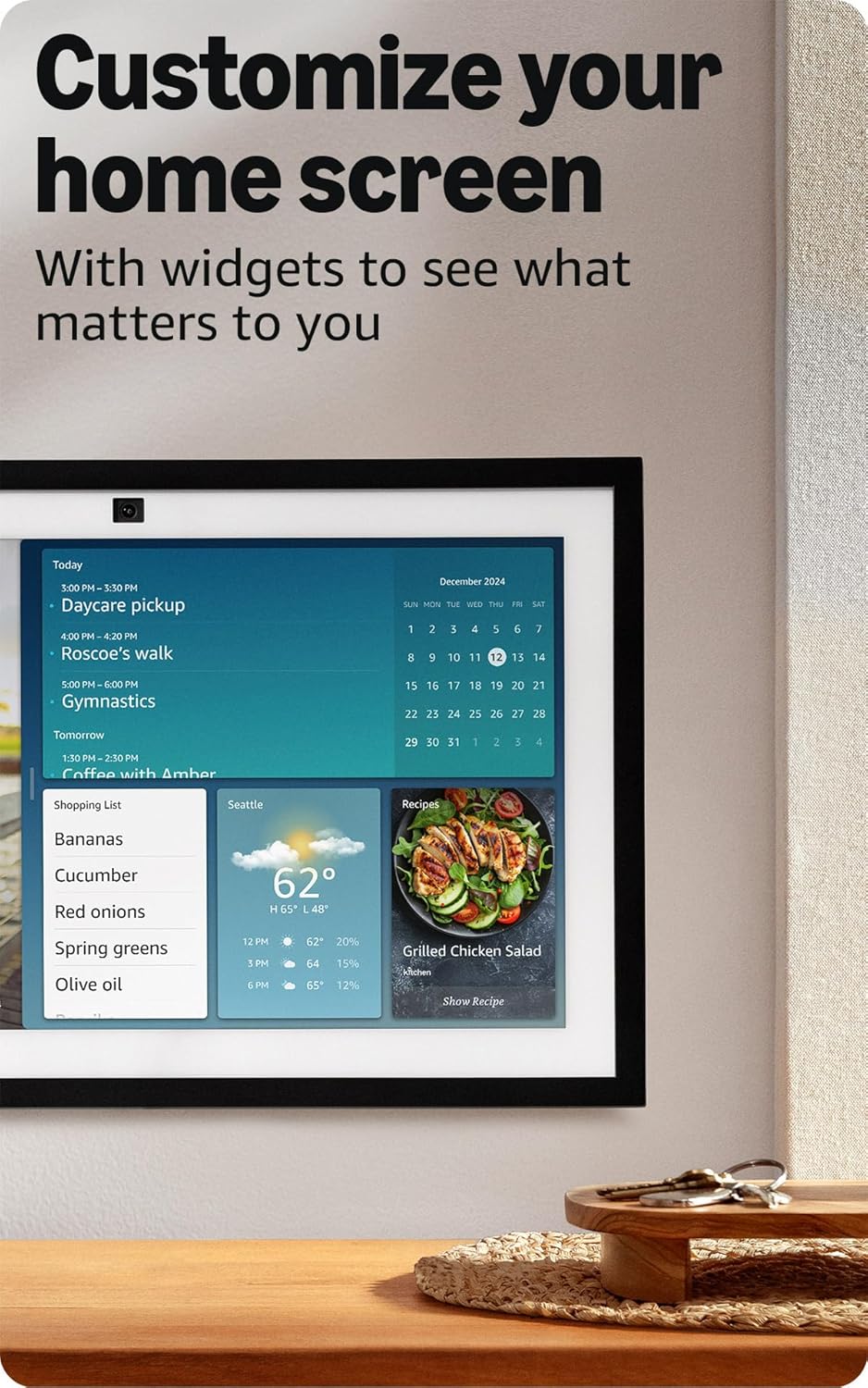 Echo Show 15 (newest model), Full HD 15.6" kitchen hub for home organization, with built-in Fire TV, Designed for Alexa+