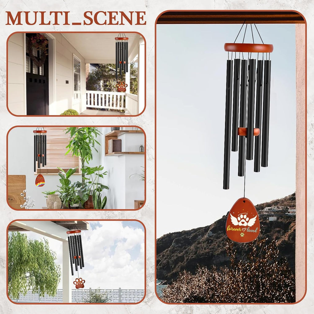 Dog Memorial Wind Chimes and Shadow Box, Pet Memorial Gifts for Dogs, Loss of Dog Cat Sympathy Remembrance Gift