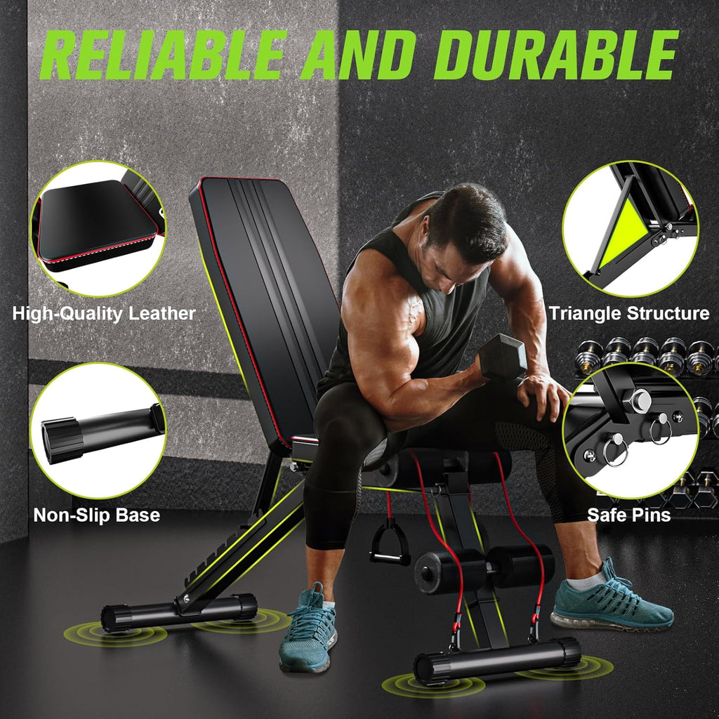 Adjustable Folding Weight Bench for Home Gym, 660 lbs Capacity Multi-Functional Workout Bench Sturdy Durable for Full