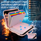 Fireproof Document Box, Hard Case Fireproof File Organizer Box with Lock and 13 Pocket Accordion File Folder