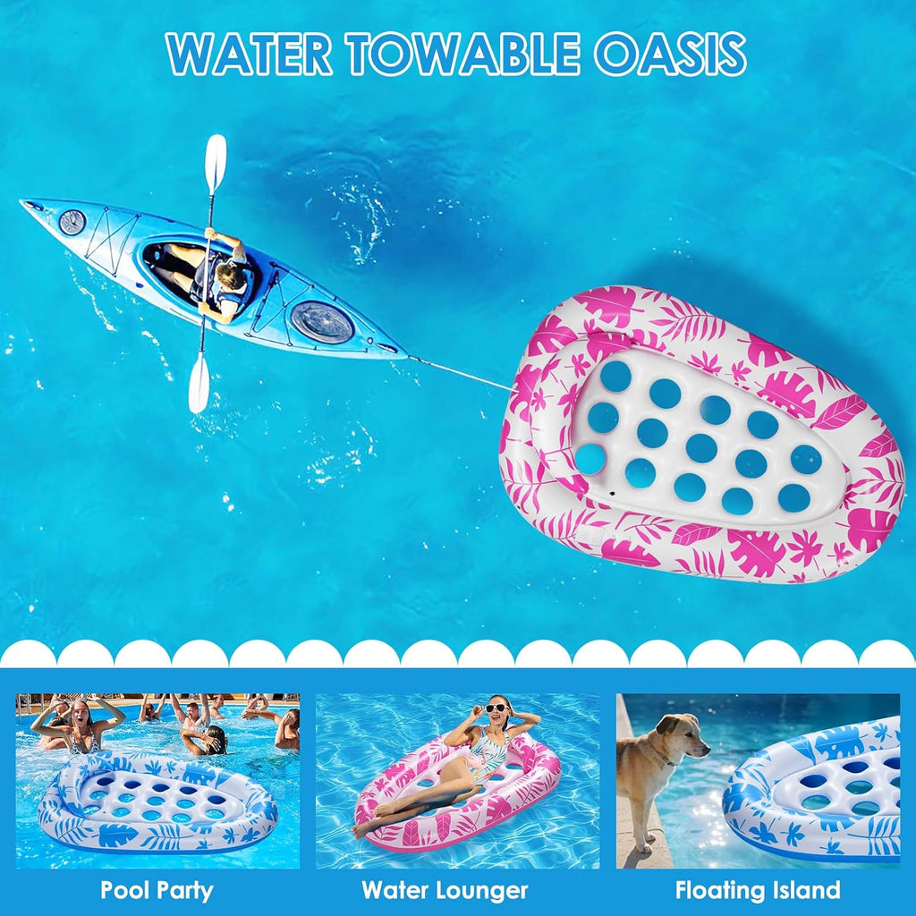Giant Inflatable Pool Floats,78 x 55 Inches Pool Float Adult Mat with Headrest & Cup Holder Lake Float Raft Water