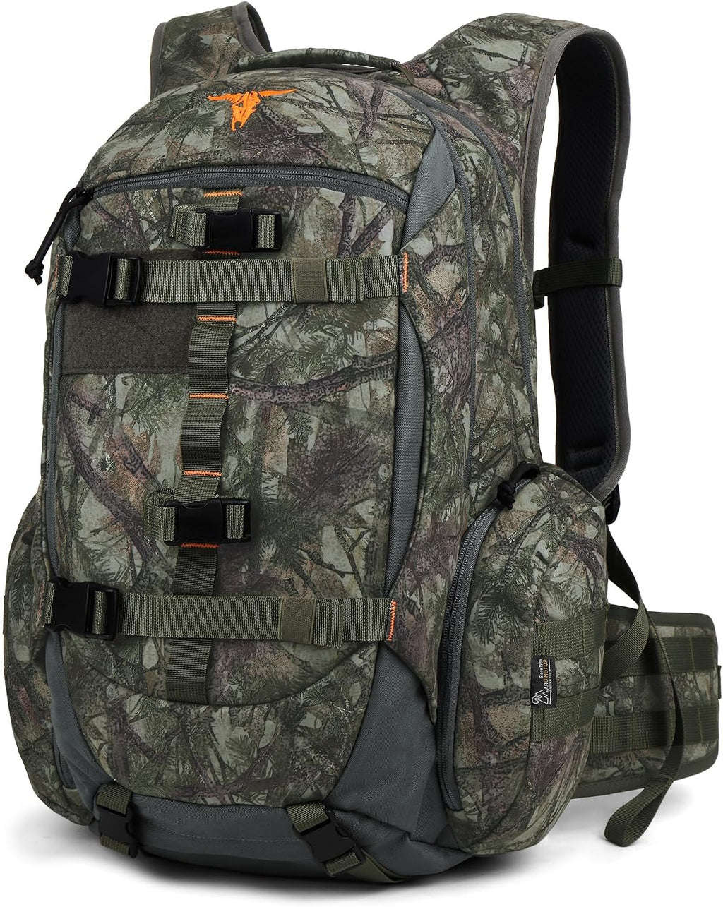 40L Camo Hunting Backpack for Bow Rifle Gun，Large Capacity Tactical Hunting Day Pack with Rain Cover for Hunting