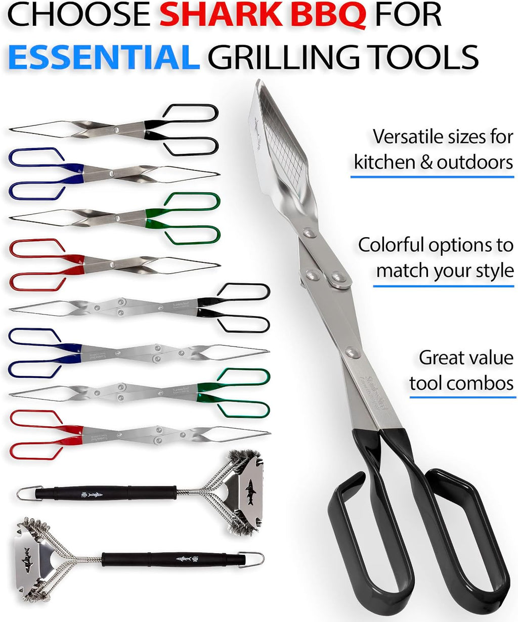 Grill Tongs - 17 inch Black. Professional steak grilling utensil. Long reach Barbeque Grilling Tongs. Ideal for