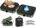 Propane 2-Burner Foldable Camping Stove with Carry Bag, Portable Propane Camp Stoves with Adjustable Burners & Piezo