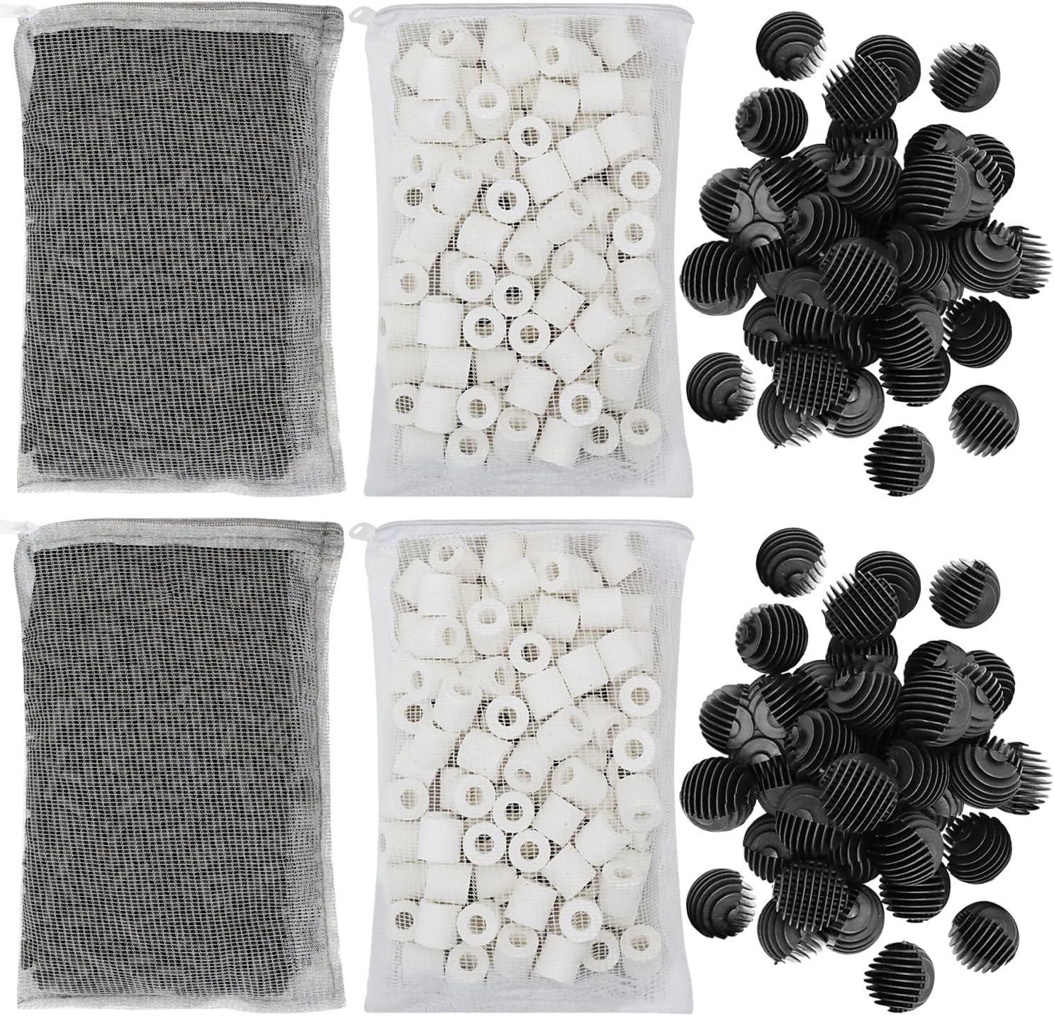 Aquarium Canister Filter Media Set, Bio Balls, Rings & Carbon | Aquarium Bio Media: 40 Bio Balls, 500G Ceramic Rings