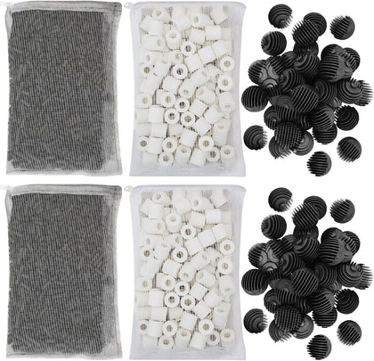 Aquarium Canister Filter Media Set, Bio Balls, Rings & Carbon | Aquarium Bio Media: 40 Bio Balls, 500G Ceramic Rings