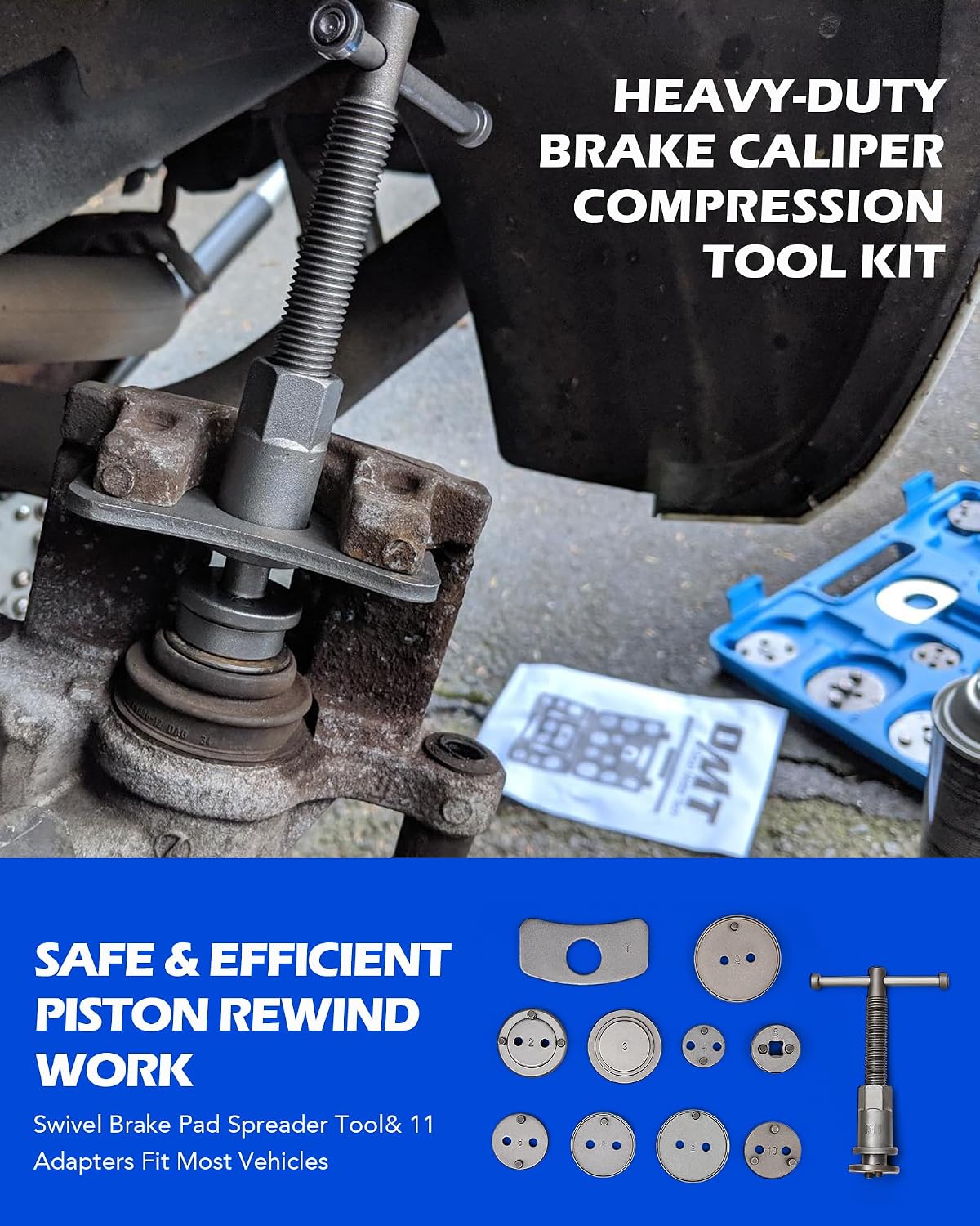 OMT 34pc Master Brake Caliper Tool Kit with 11 Adapters and Line Cutter