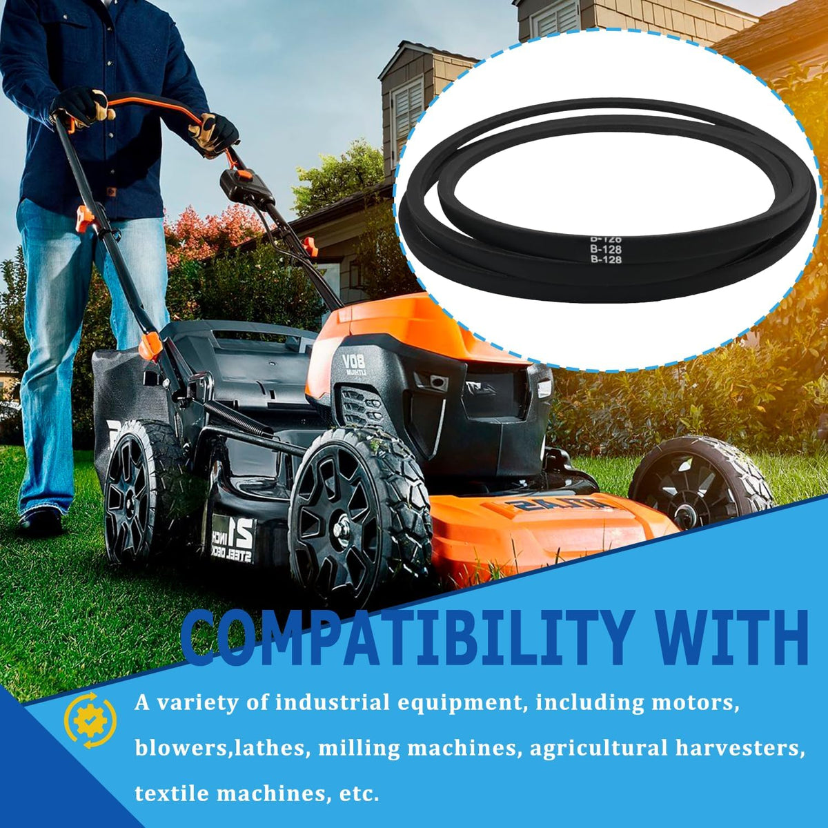 B128 Lawn Mower V-Belt Fit for Toro Wheel Horse Riding Mower