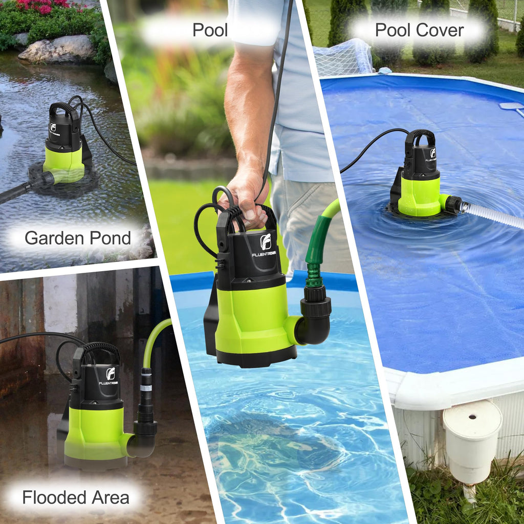 FLUENTPOWER Automatic Pool Cover Pump, 3/4HP 3400GPH, 26.2-ft Cord