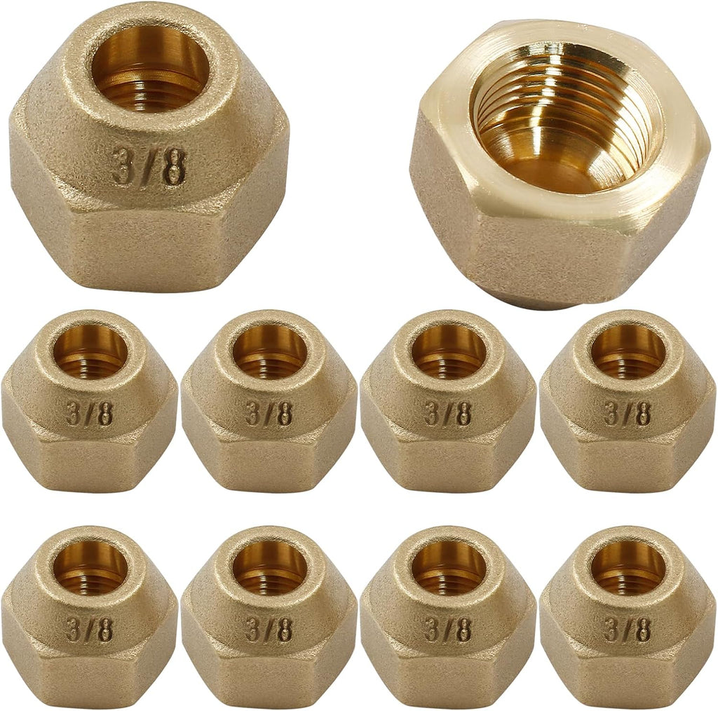 Brass Flare Nut, 3/8", 10 Pack