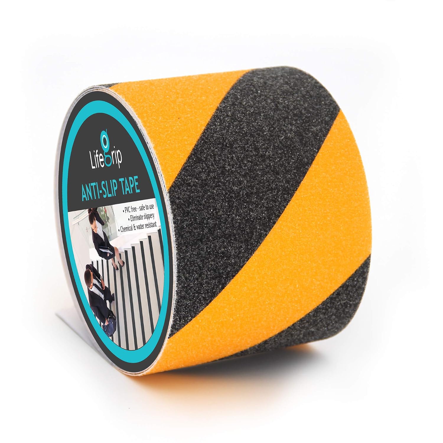LifeGrip Yellow/Black Anti Slip Tape, 4" x30ft, Waterproof Outdoor Caution | Hi-Vis Safety Stripe for Low Light