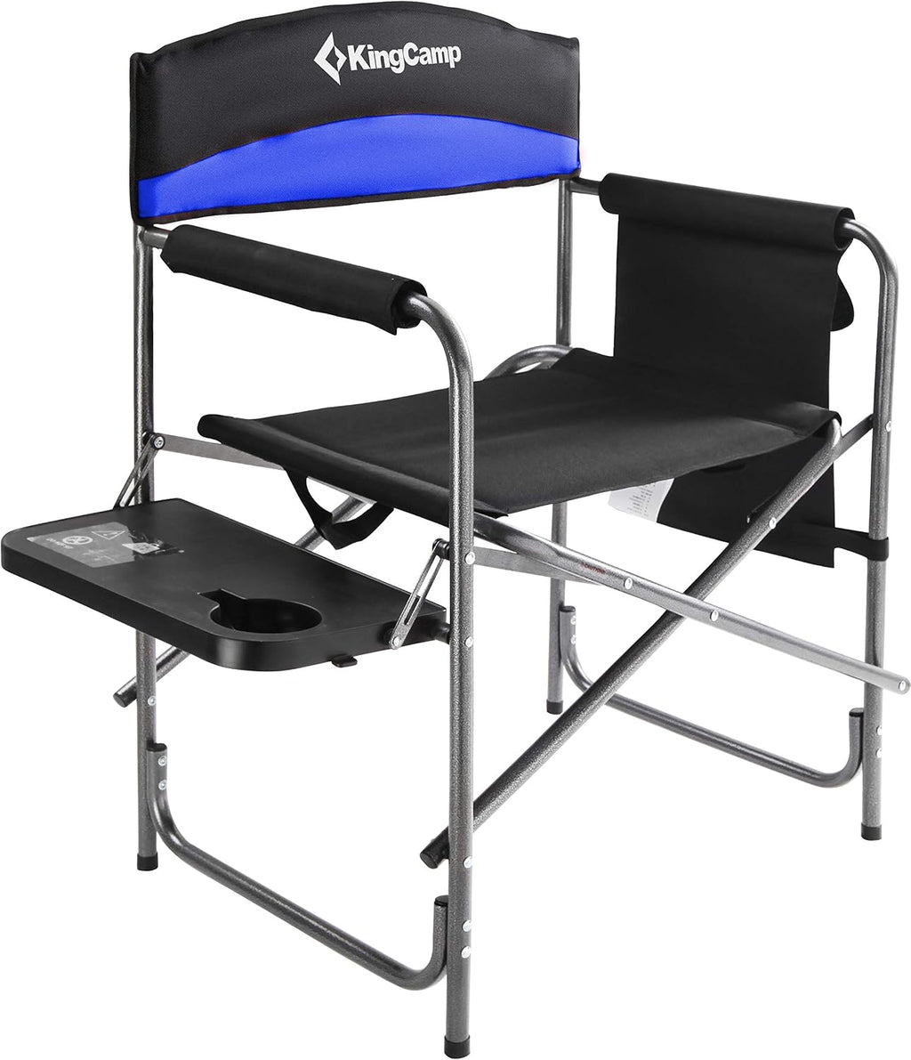 Portable Camping Chair, Folding Directors Chair Compact Outdoor Chair with Side Table Cup Holder for Beach Trip
