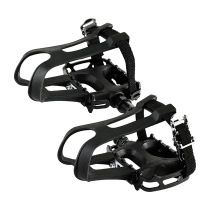 Bike Pedal with Toe Clip Cage - 2-Set, Universal Fit Bike Pedals 9/16" Compatible, Non-Slip & Durable Lightweight