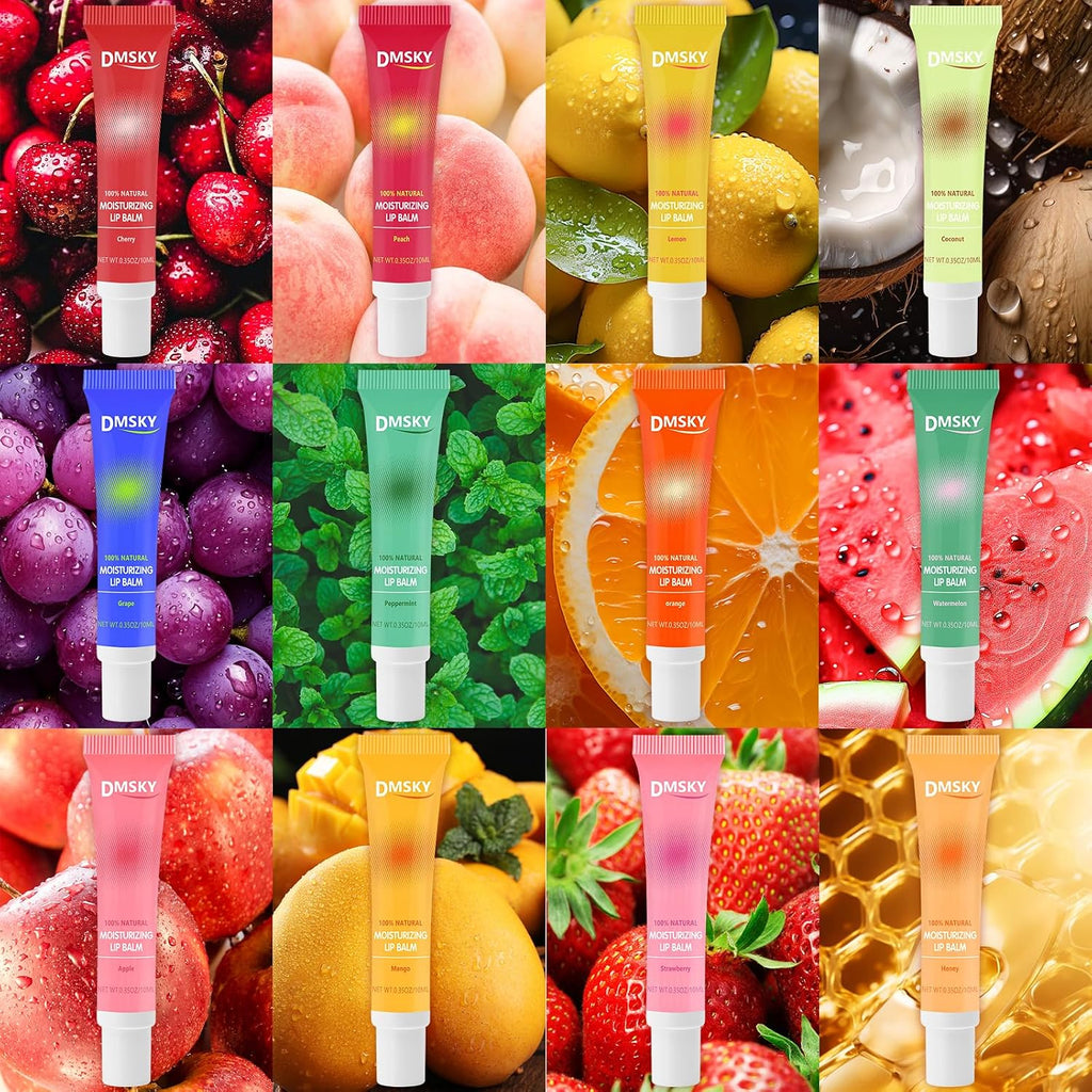 12 Pack Lip Gloss Bulk, Clear, Non-Sticky, 12 Flavors